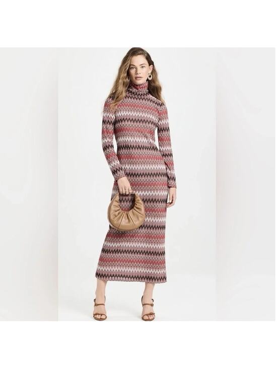 Misa Los Angeles Dresses & Skirts - Misa Los Angeles Liv Mock Neck Long Sleeve Dress Winter Chevron Size L